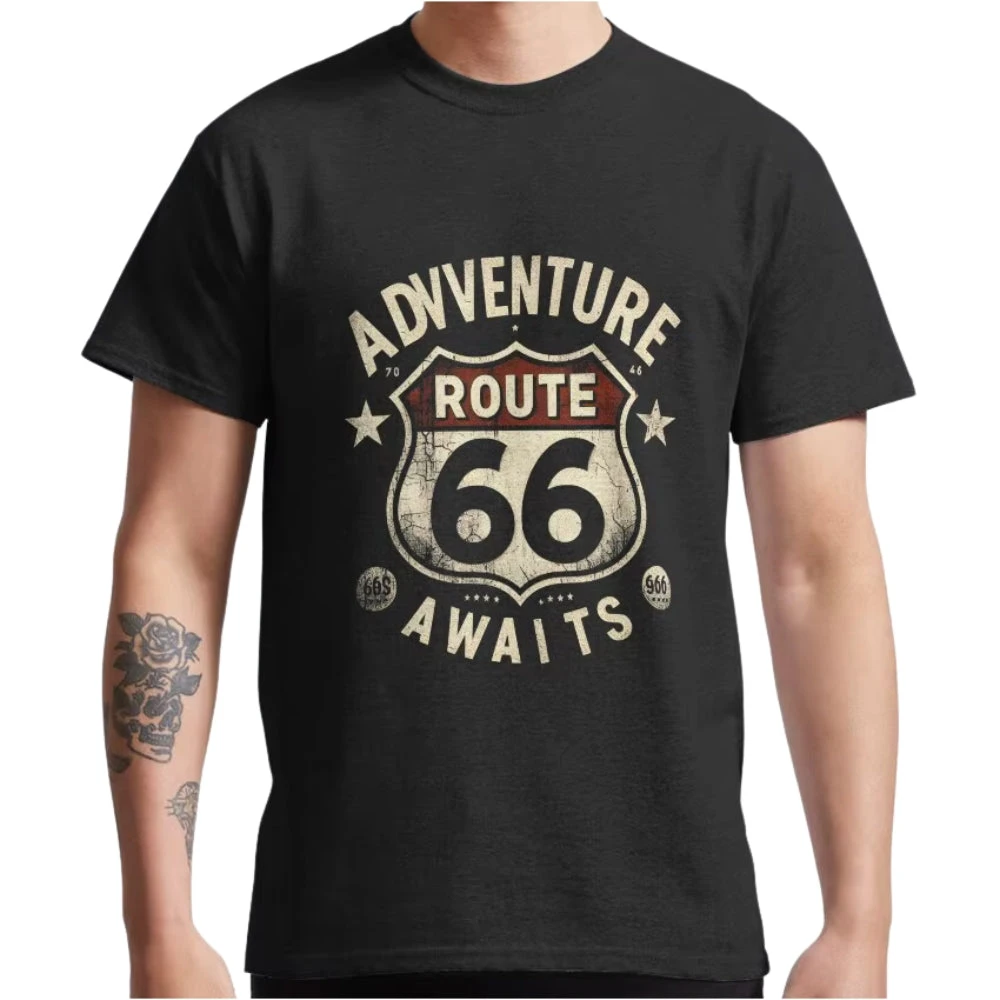 T-Shirt De Moto Route 66 Adventure Pour Motard High-end Luxury Unisex Style Both of Men and Women