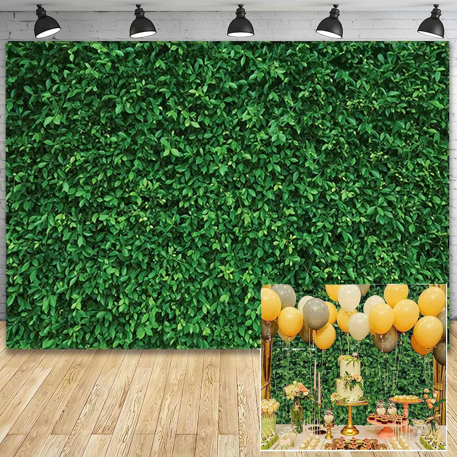 1.5 * 2.1M Green Leaf Theme Party Decoration Family  Photo Cloth Background Wall Large Thickened (Free Ribbon)