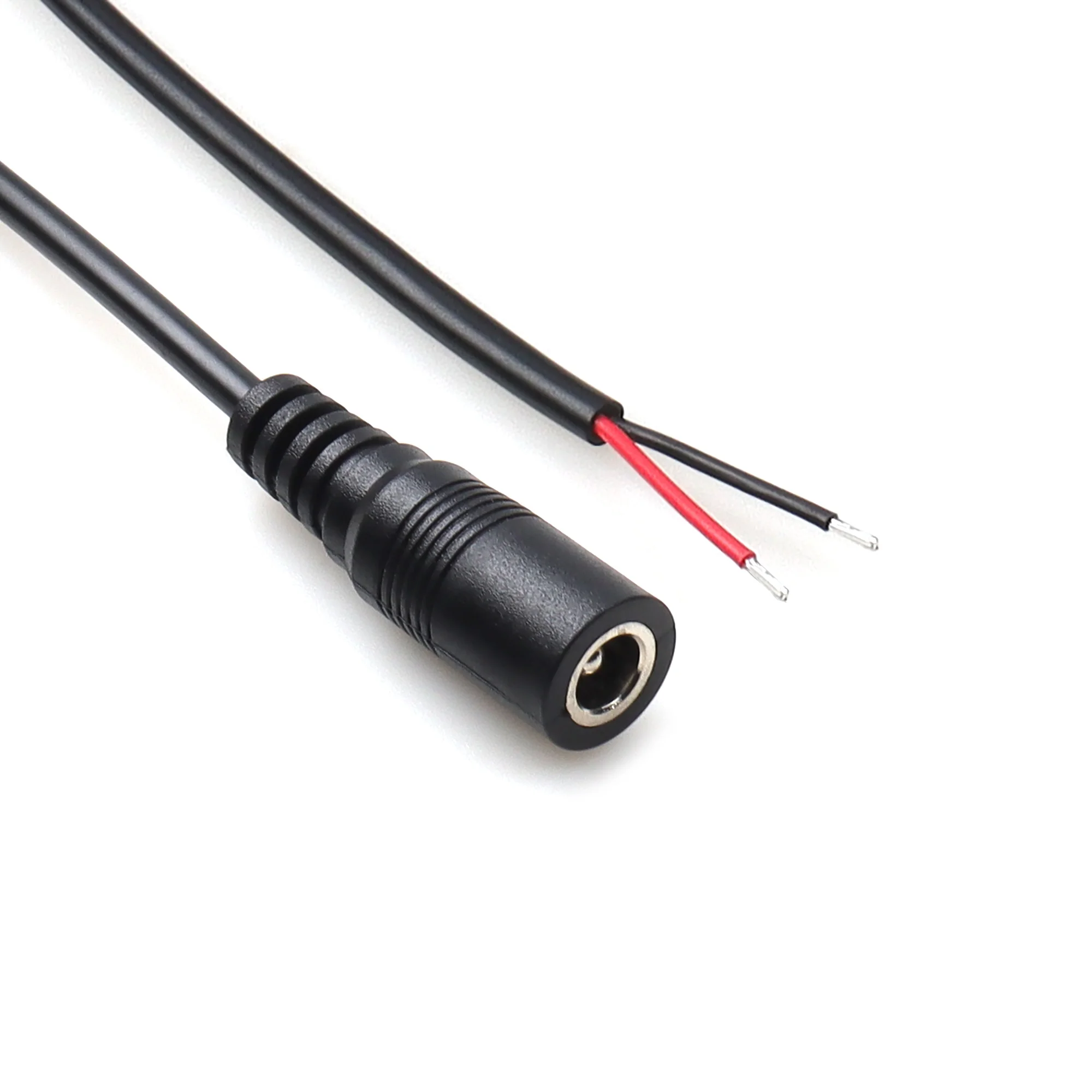 【LANO】Black 22AWG DC5521 Female to Open End Stripped Wire DC Pigtail Cable Extension Cable for LED Lighting Security Surveillanc