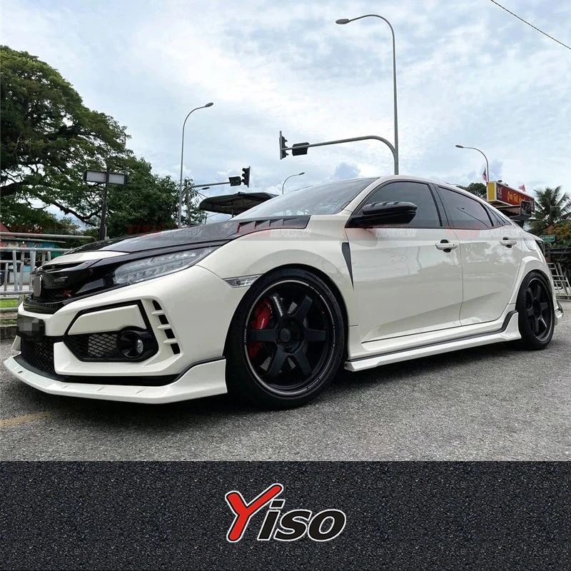 مناسبة لـ TypeR Civic FK8 Mugen Front Spoiler من ألياف الكربون المعدلة الشفة الأمامية Mugen