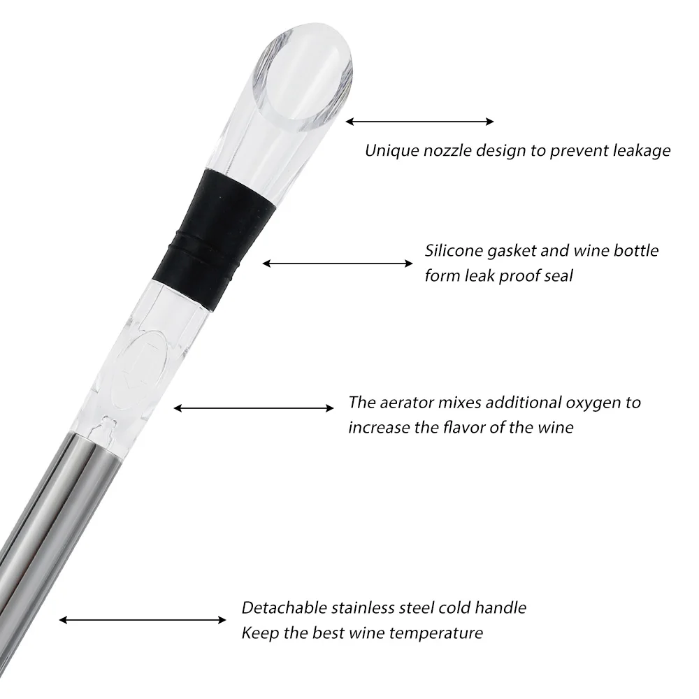 Wine Bottle Cooling Cooler Ice Chill Rod Stick Stainless Steel Aerator Pourer Stopper Beer Beverage Frozen Stick for Bar Tool