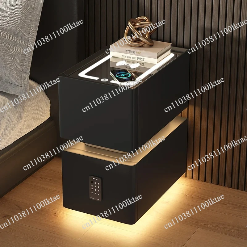 New Smart Nightstand Minimalist Narrow Bedside Table Luxury Modern Bedroom Storage Cabinet Ultra Slim Wireless Charging End Desk