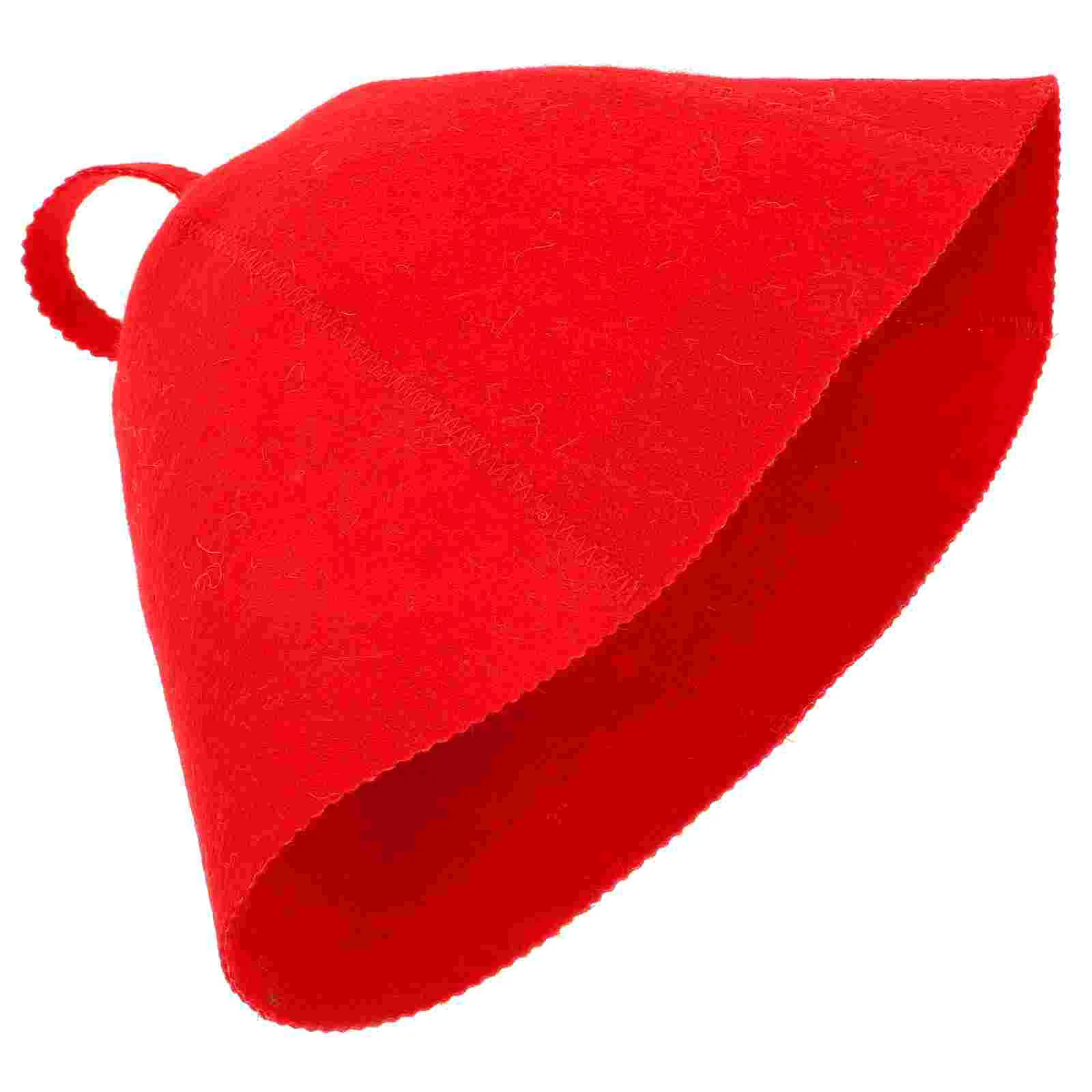Wool Felt Bath Hat Large Comfortable Felt Sauna Hat Red Comfortable Breathable Hair Cap for Spa Household Shower Accessories