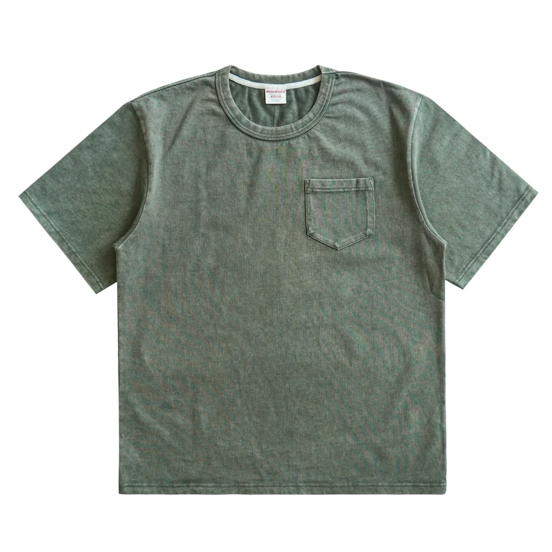 SAUCE ZHAN Men's Summer T-shirt Heavyweight Cotton T-Shirt for Men Batik-Dyed  Distressed Washed  330g O-neck Loose Fit