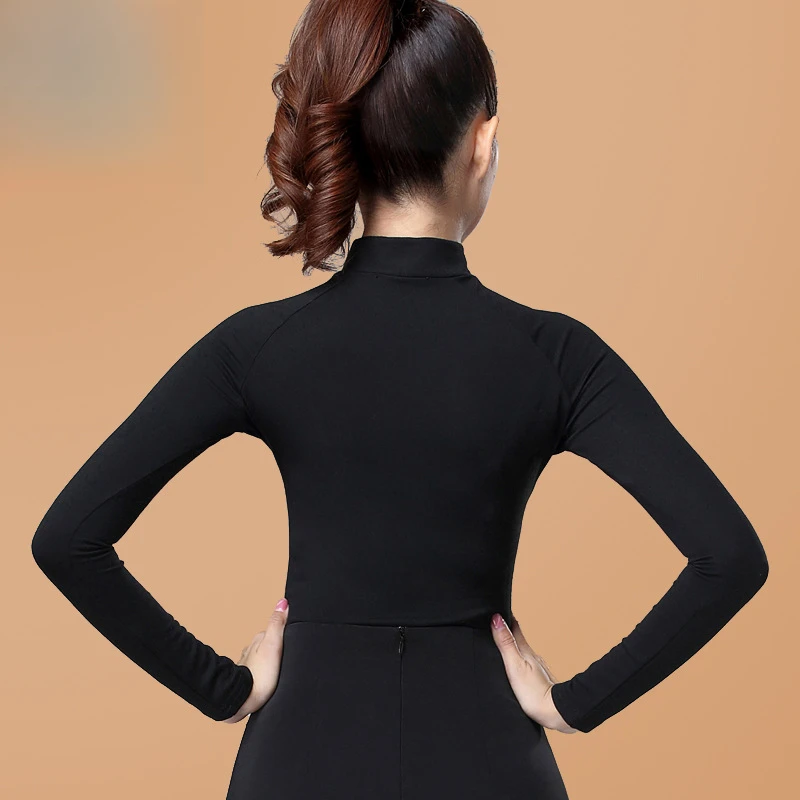 여성용 성인 라틴 댄스 탑 긴 소매 가을 겨울 공연 의상 볼룸 모던 스탠다드 댄스용