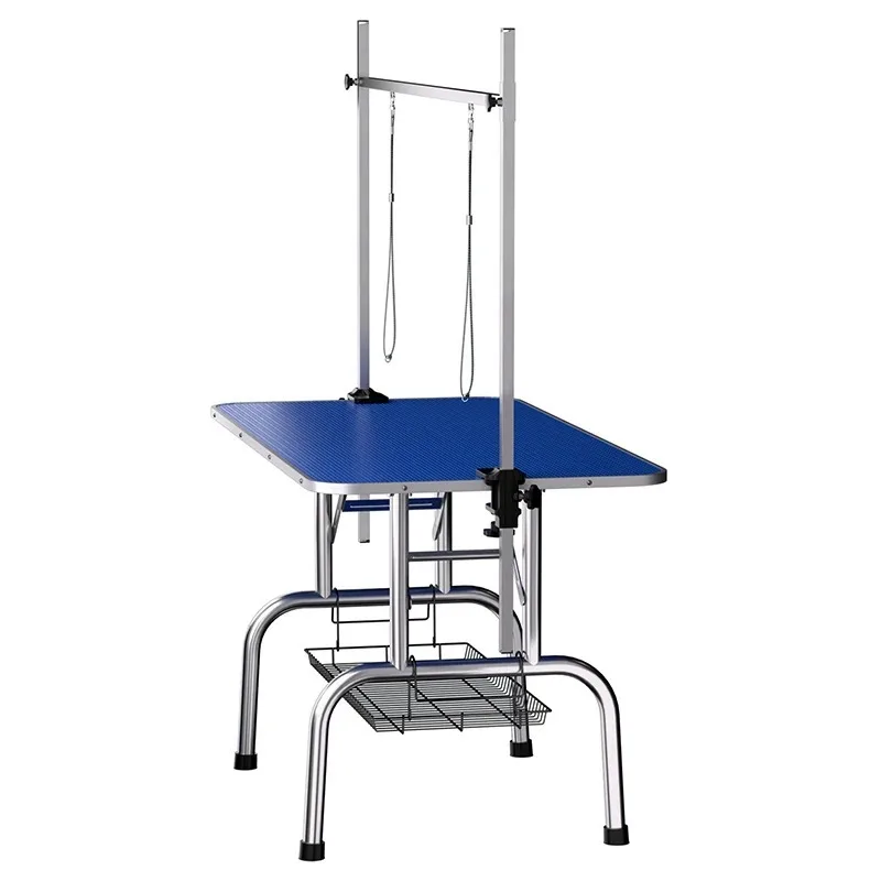 Silver Blue Foldable Dog Grooming Table Portable Pet Beauty Station
