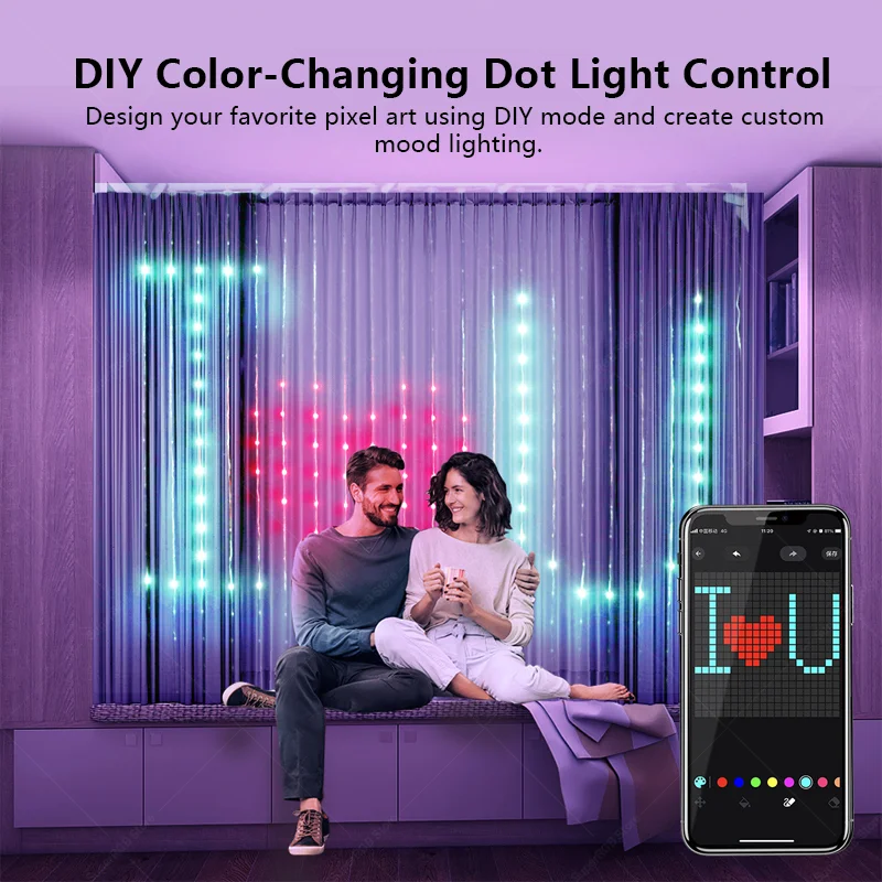 ستارة ذكية خفيفة RGB سلسلة أضواء التطبيق التحكم مع التحكم عن بعد مزامنة الموسيقى لغرفة عطلة حفلة زينة عيد الميلاد #4