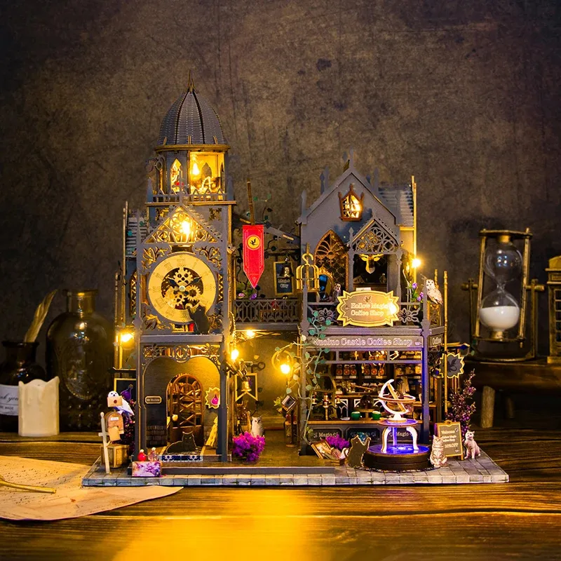 Huoluo Castle DIY Kit - 3D Wooden Miniature Magic Castle Model, Handcrafted Christmas Gift Idea for Adults, Black Friday Sale
