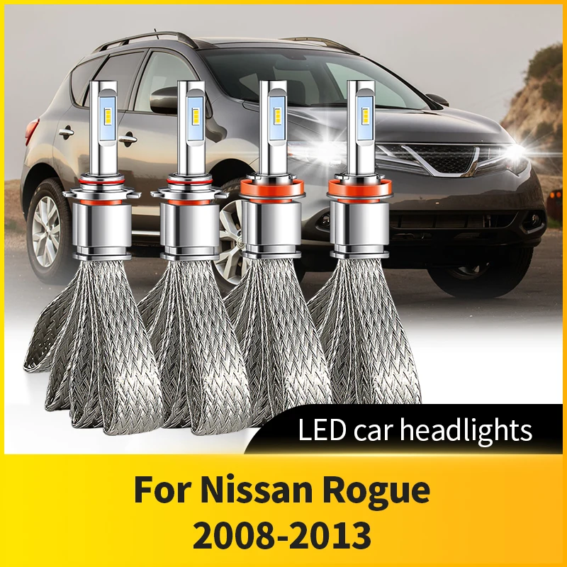 

2 шт. автомобильные светодиодные фары Hi/Lo Beam 9600LM 96W 12V CSP безвентиляторные с Canbus HB3/9005 H11 противотуманные фары для Nissan Rogue 2008-2013