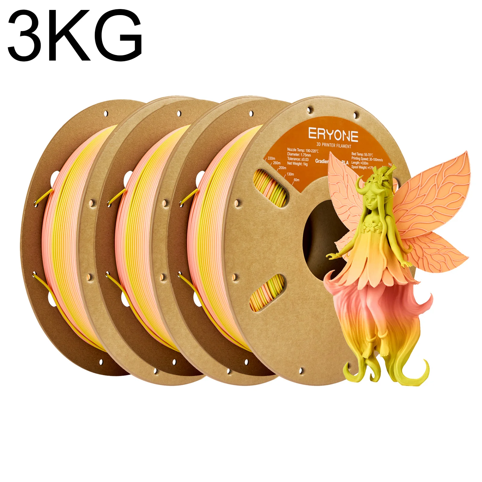 ERYONE 3KG Matte Gradient Multicolor PLA Filament Matte Gradient Regenboog 3D Printer PLA Filament Filament PLA