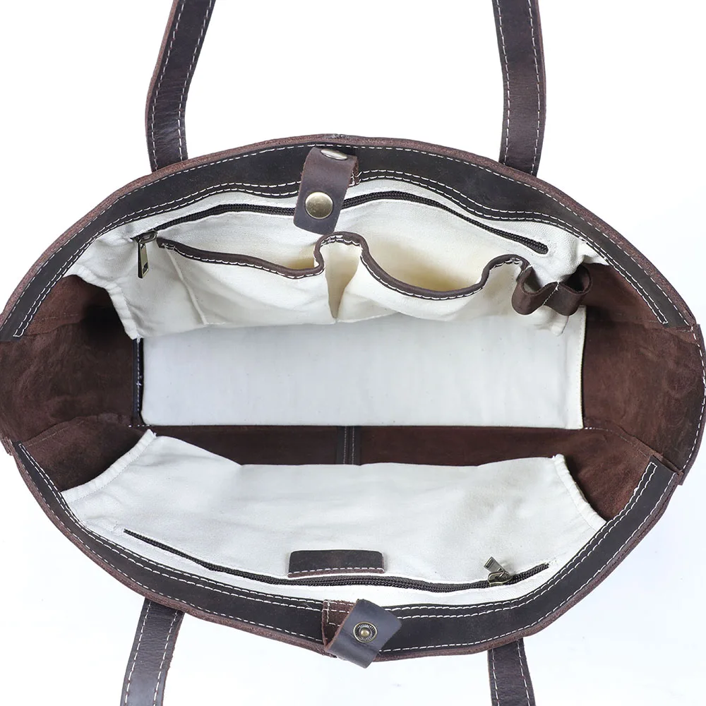 S.WORKER Vintage Echtleder Herren-Aktentasche 16" Laptop-Tasche Crazy Horse Leder Schultertasche Rindsleder Geschenkidee für Männer – Detail 15