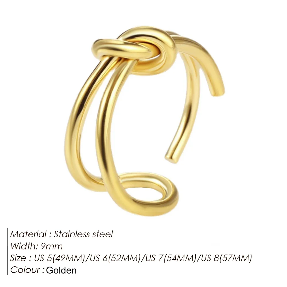 2024 New Simple Fashion Ladies Stainless Steel Woven Twist Wreath Open Ring Alcove Jewelry Ladies Holiday Gifts Wholesale