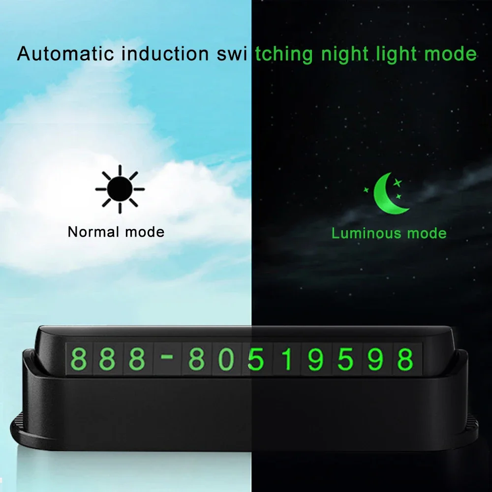 Temporary Car parking card luminous Phone Number Card Plate Phone Holder Hidenable parking Number with Air Freshener Styling