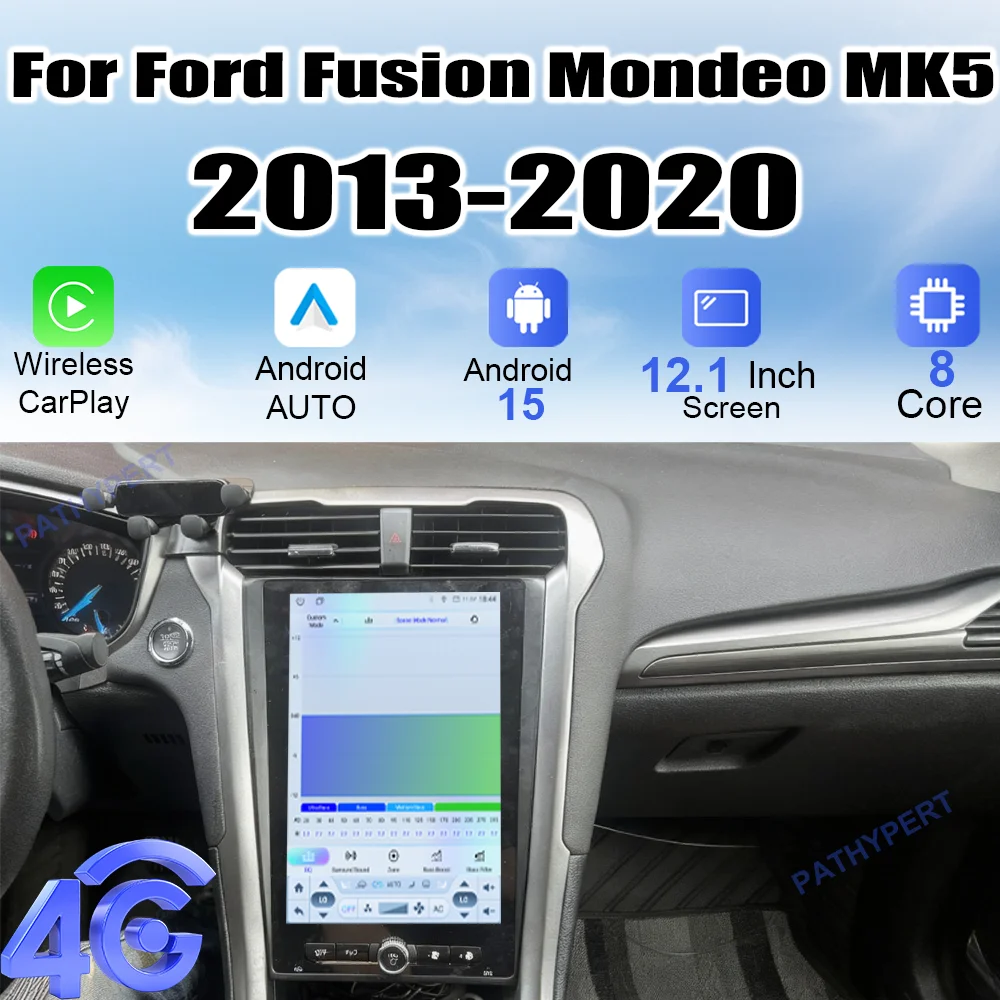 

Android 15 For Ford Fusion Mondeo MK5 2013-2020 Car Intelligent Systems 12.1" Stere HD Screen AutoRadio Carplay Head Unit GPS FM