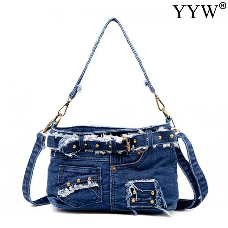 Casual New Fashion Denim Women Bag Lady Handbags Shoulder Messenger Bag Jeans Women Shoulder Bags Women\'S Tote Bag Cowboy Bags