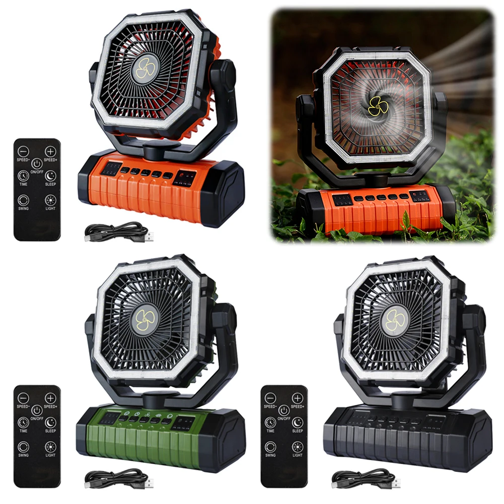 

Outdoor Tent Fan with LED Lantern 4 Gears Wind Speed Wireless Desk Fan 20000mAh Cordless Personal Fan for Outdoor Travel Hiking