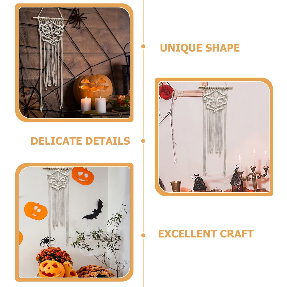 البوهيمي مكرامية الجمجمة الجدار الشنق زخرفة الفنية مكرامية المنسوجة جدار ديكور لغرفة النوم غرفة المعيشة ديكور المنزل المعلقات #3