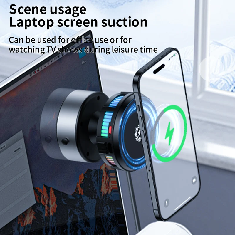 Mobile Phone Holder Strong Magnetic Vacuum Adsorption Semiconductor Cooling Heat Dissipation Wireless Charging Car Phone Holder