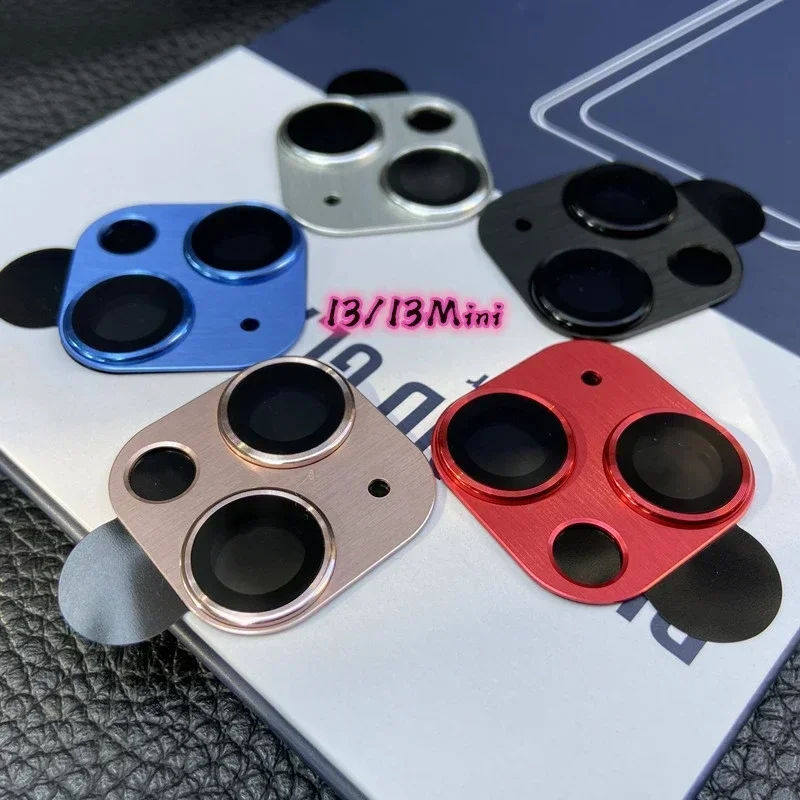 Metal Camera Lens Protector para iPhone, Tampa Completa, Liga de Alumínio, Vidro Temperado, 14, 13, 15 Pro Max, 14 Plus, 13Mini