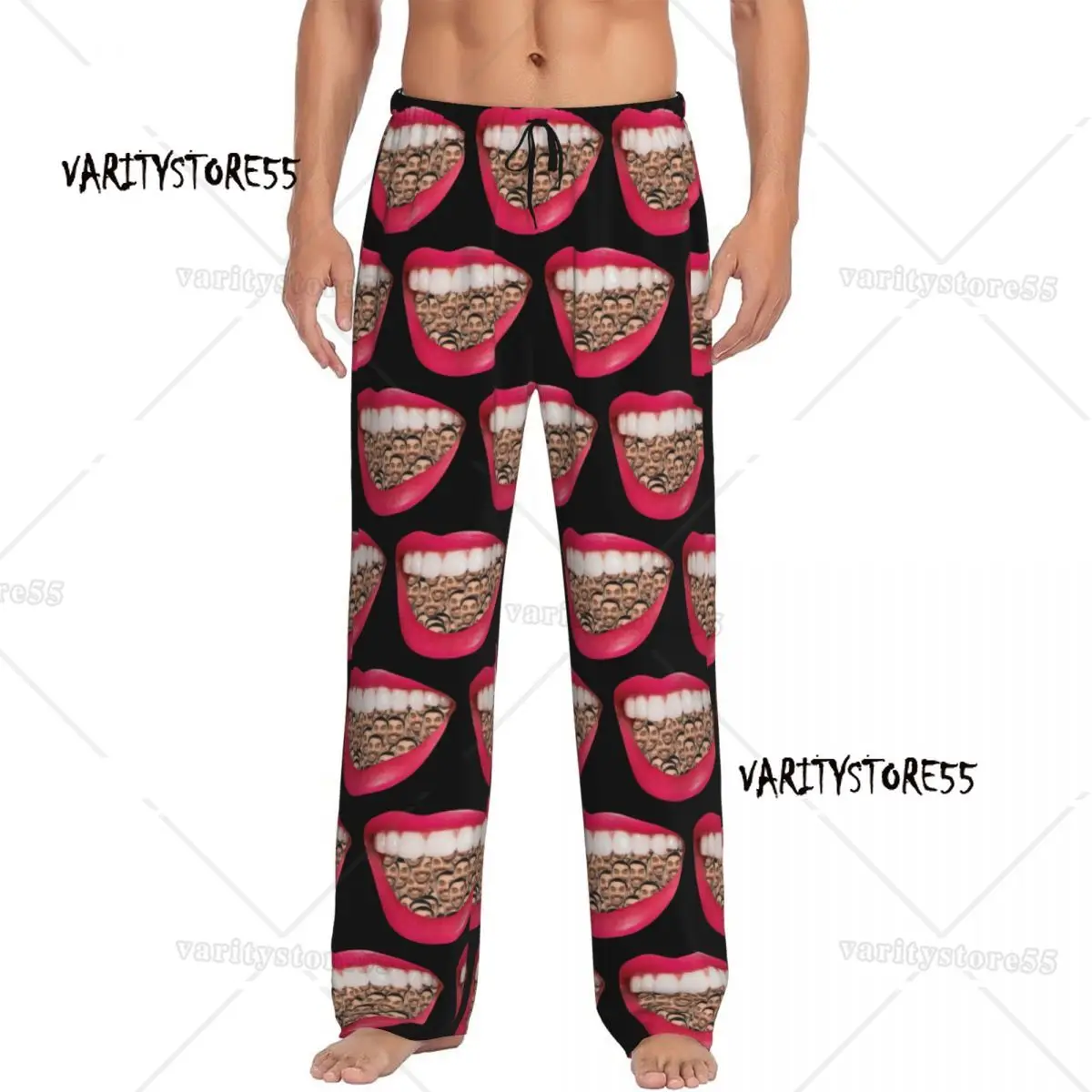 

Мужские пижамные штаны с розовым принтом и ротовым ртом, одежда для сна на годовщину свадьбы, штаны для сна с карманами