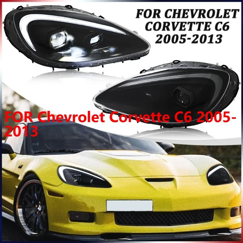 

Для Chevrolet Corvette C6 2005-2013, 1 комплект полностью светодиодных фар в сборе с аксессуарами для фар DRL