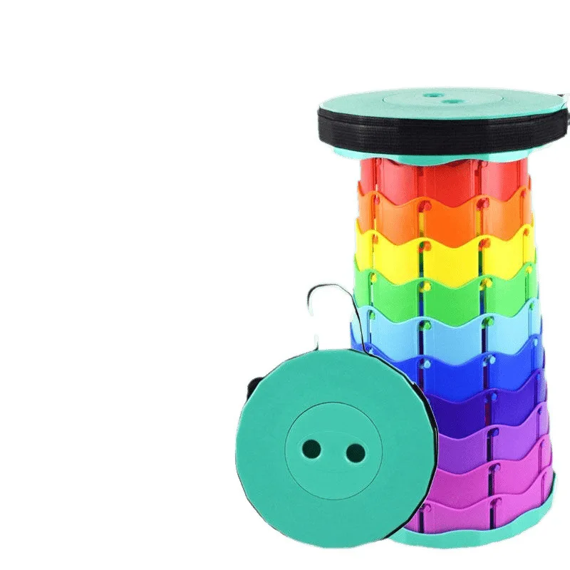 

Rainbow Telescopic Stool-Ultralight Portable Fishing Chair 250kg Heavy Duty Thick Plastic Camping Folding Stool for Garden|Queue