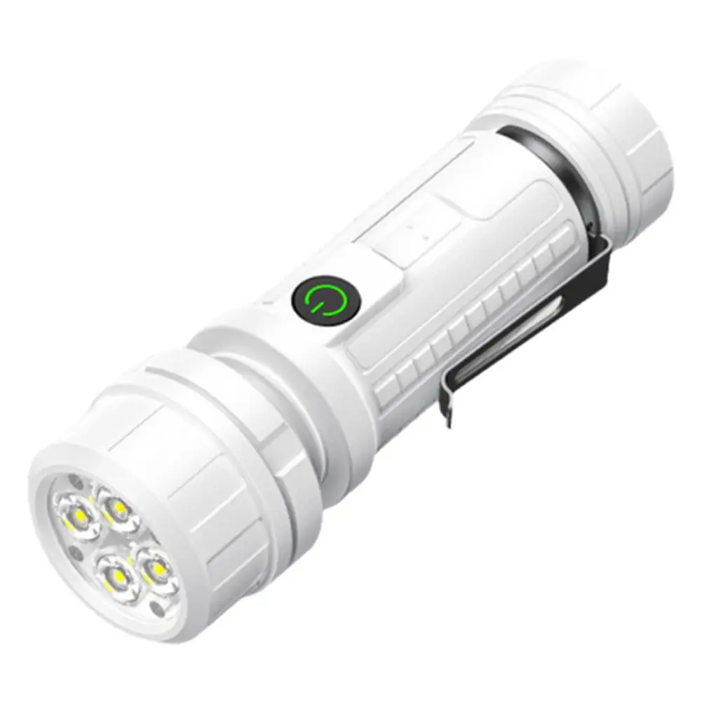 3led Mini Strong Light Super Bright Flashlight Usb Charging Lighting Emergency Clip Tail Torch Outdoor Pen Magnet Portable E0g7