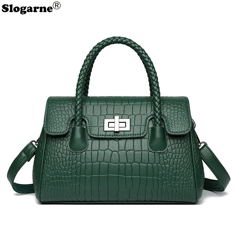 حقيبة كتف تمساح عصرية للنساء ذات سعة عالية حقيبة كروس للسيدات ذات علامة تجارية فاخرة حقائب يد جلدية للتنقل #4