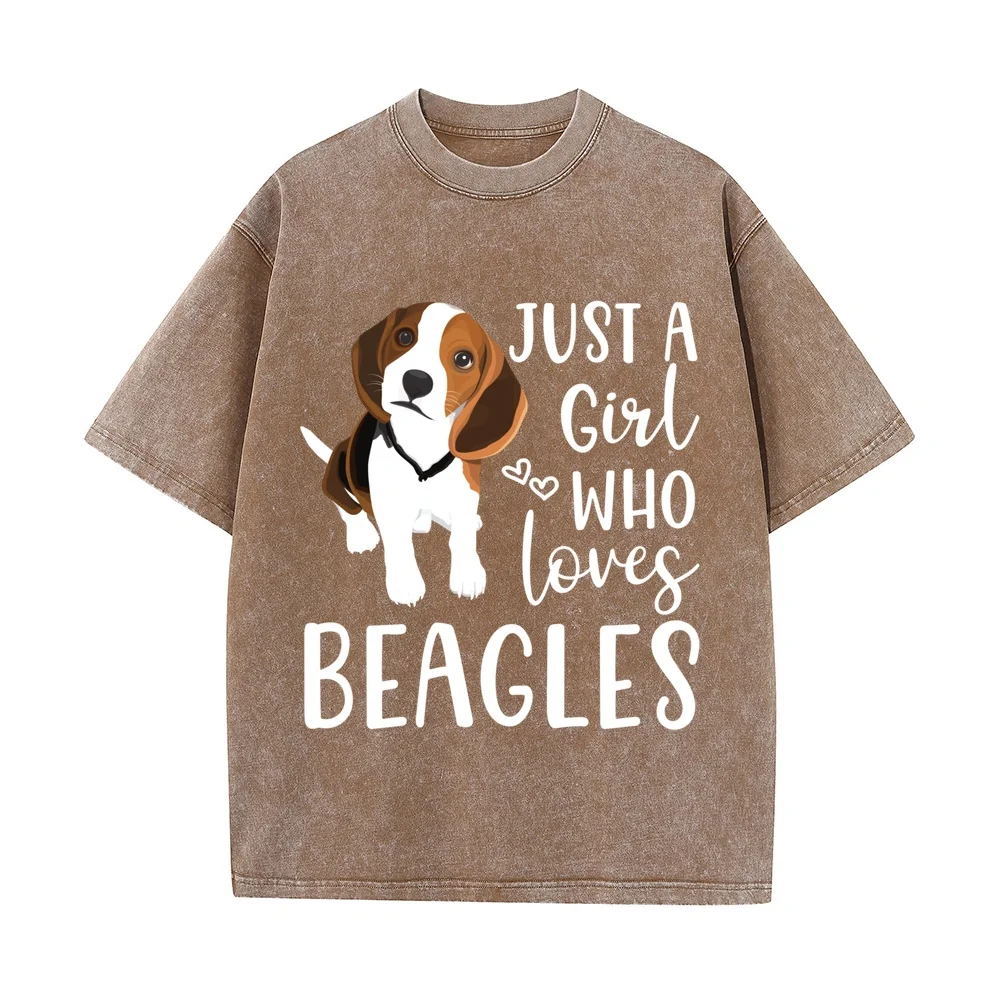 Just A Girl Who Loves Beagles Funny Dog Lover 100% Cotton Tshirt For Men Y2k Men's Clothing Round Neck Tee Shirt Casual Style