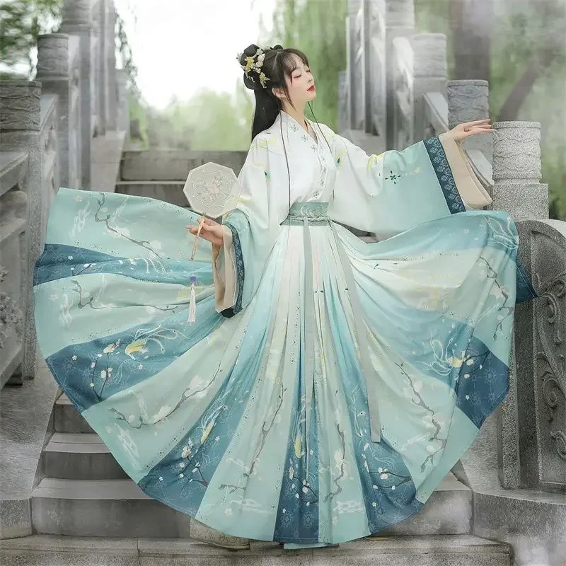

Chinese Style Women Oriental Vintage Hanfu Costumes Floral Embroidery Fairy Dresses Traditional Ancient Princess Daily Outfits
