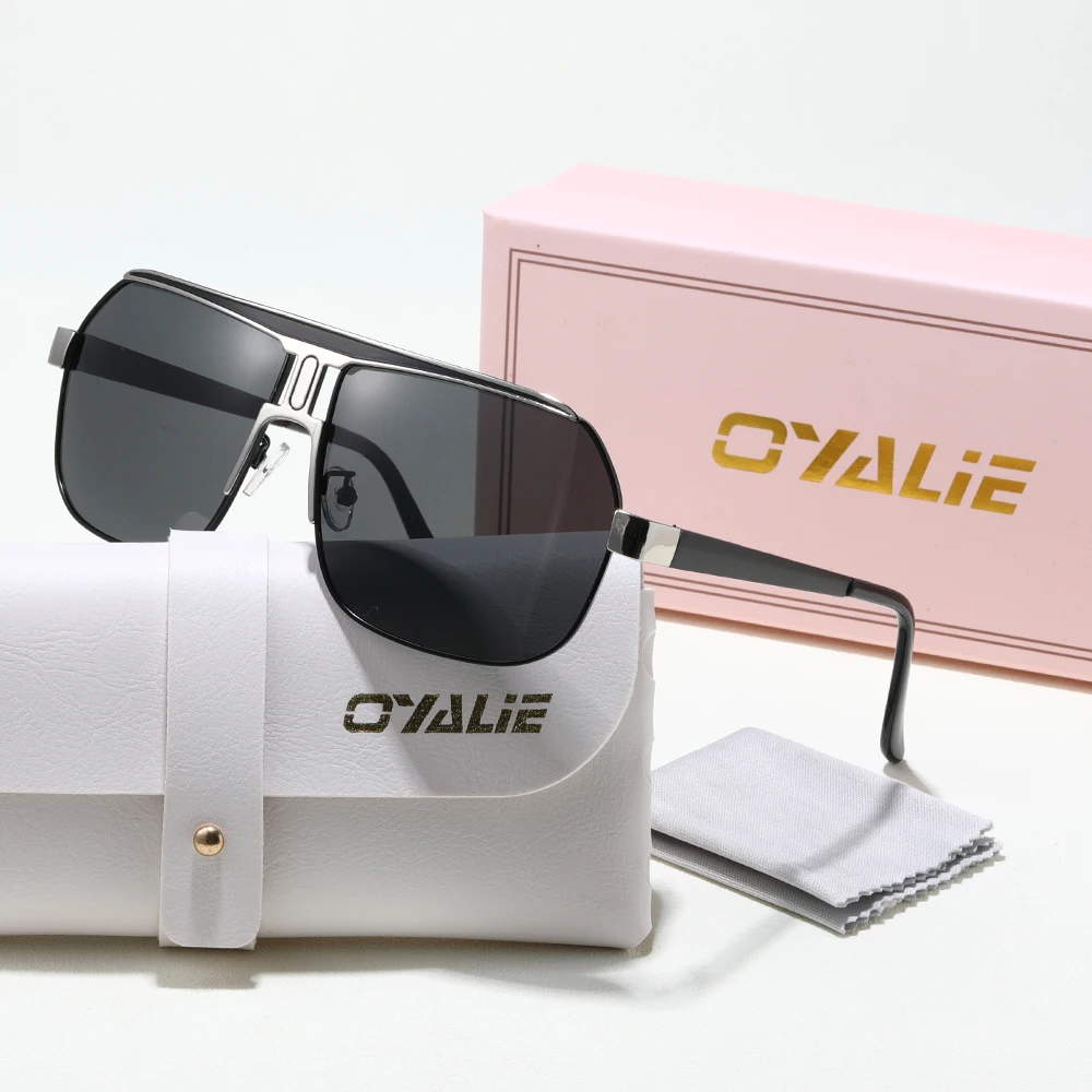 نظارات شمسية عصرية فاخرة للرجال من Oyalie متغيرة الألوان، نظارات شمسية بإطار معدني كلاسيكي للرجال، نظارات قيادة للسفر