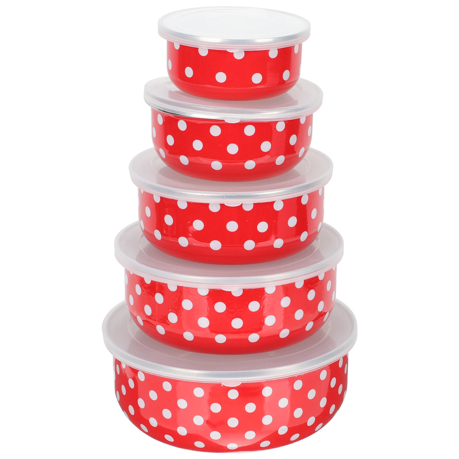 

5 Pcs Fresh Keeping Bowls Salad Fruit Storage Enamel Lids Lightweight Portable Sealing Restaurant Home Camping Picnic Soup