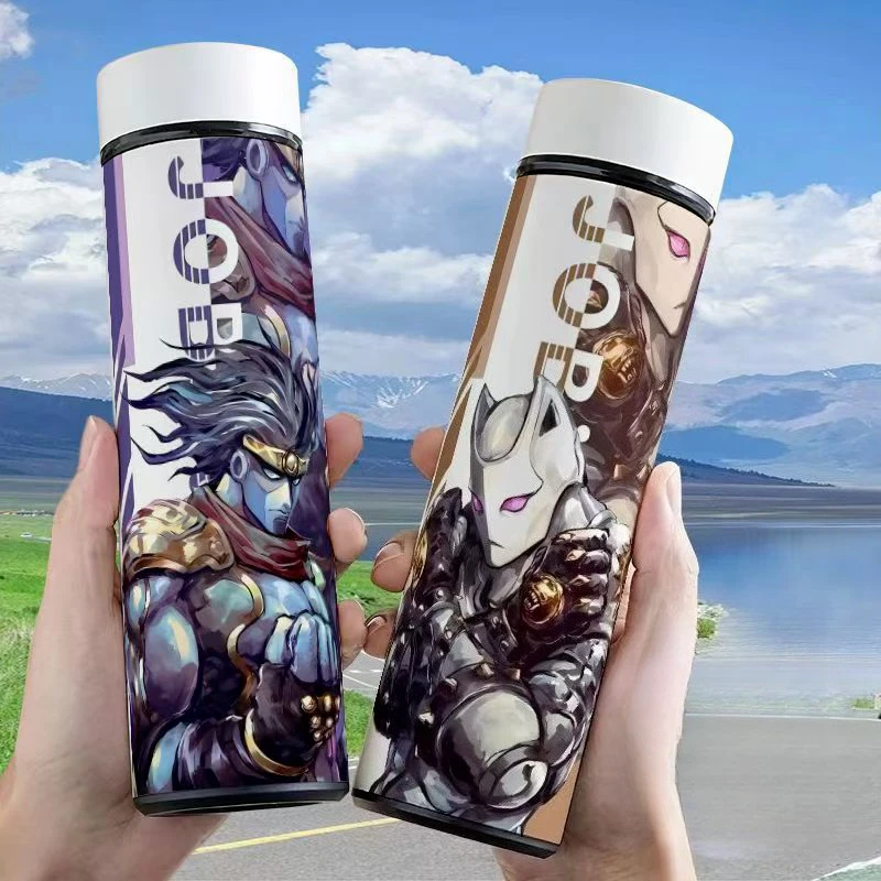 JoJo's Bizarre Adventure Kujo Jotaro Termos Baja Tahan Karat Kapasitas Besar Warna Cerah Baru, Cangkir Minum Portabel untuk Pelajar