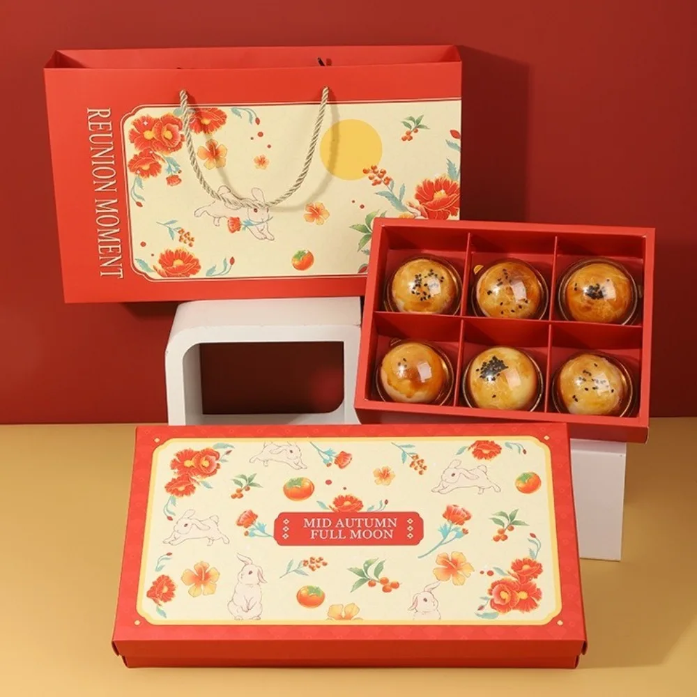

5 Set Chinese Style Mid-Autumn Gift Box Luxury 6/8 Grids Egg Yolk Crisp Gift Box Empty Box Rabbit Pastry Packaging Box Bakery