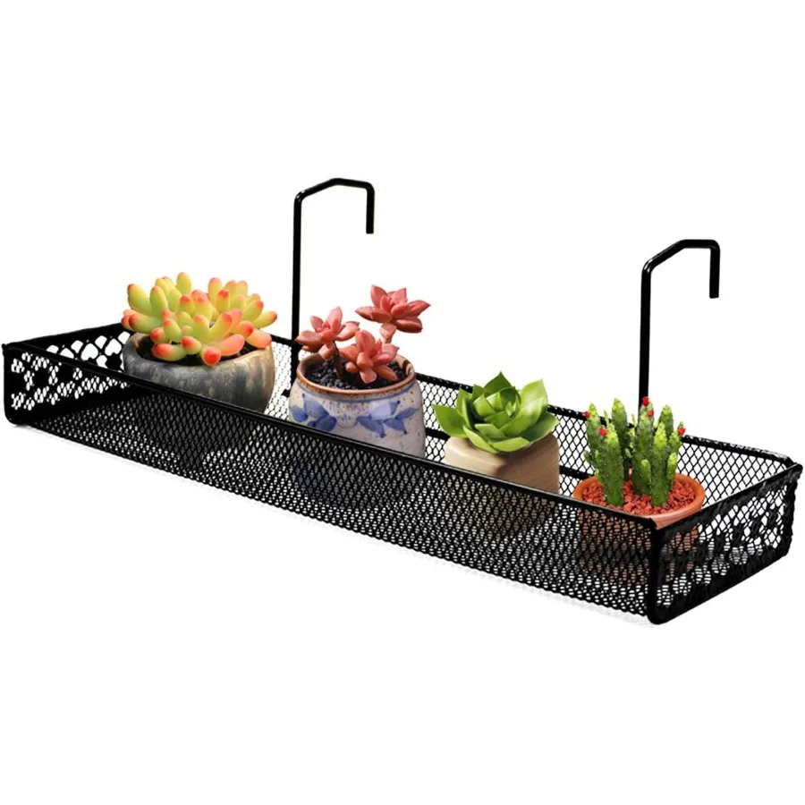 

Chris.W Metal Succulent Planters Hanging Container Garden Mini Flower Pot Holder for Wall Balcony Patio or Porch Fence Railing