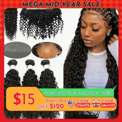 32inch 6x6/13x4/13x6 HD Lace Frontal With Bundles Melt All Skins Curly Water Wave Bundles With Closure Remy Hair Weave Extension