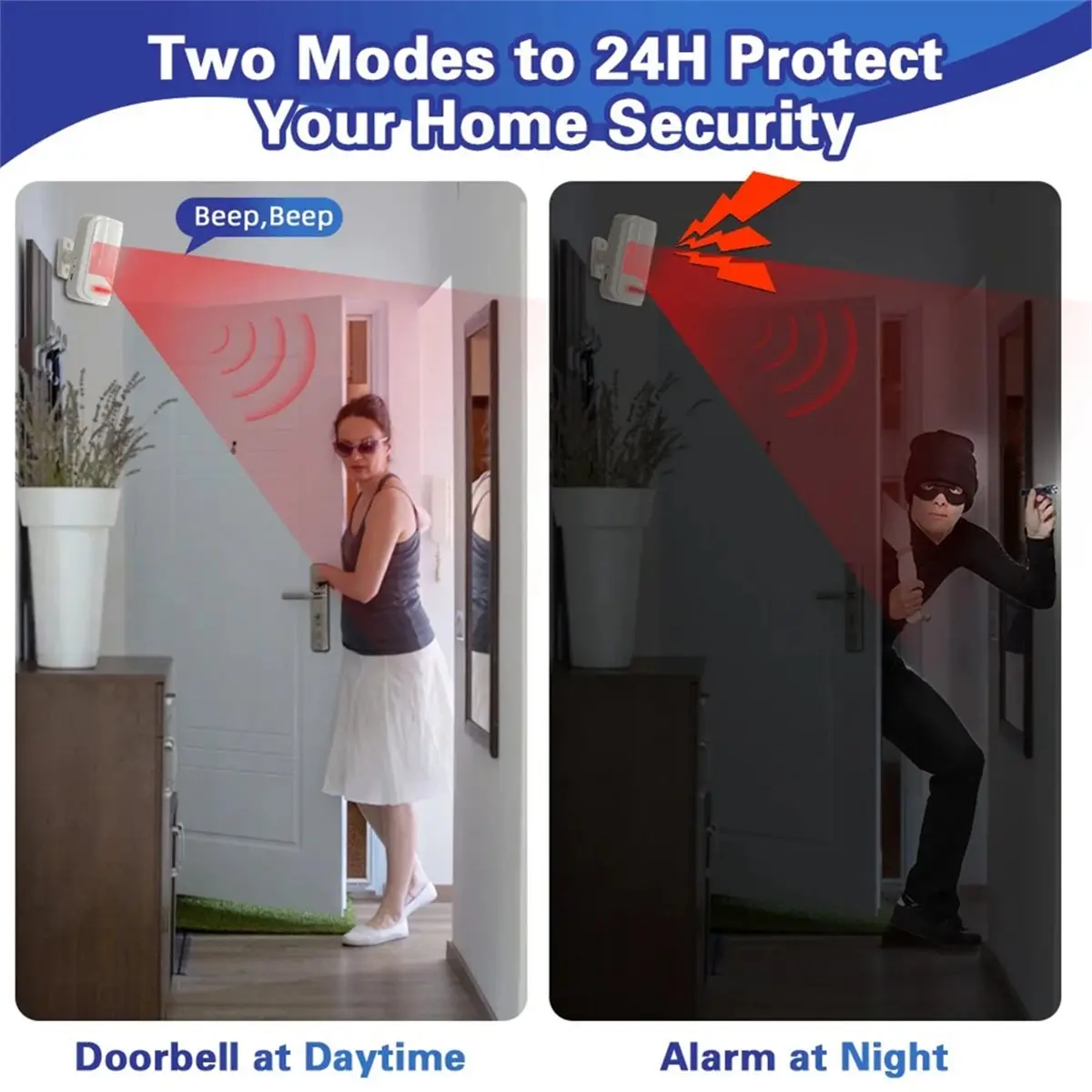 Promotion Infrared Detector Motion Sensor PIR Human Body Movement Alarm Welcome Security 2 Modes 120dB 433MHz Remote Control