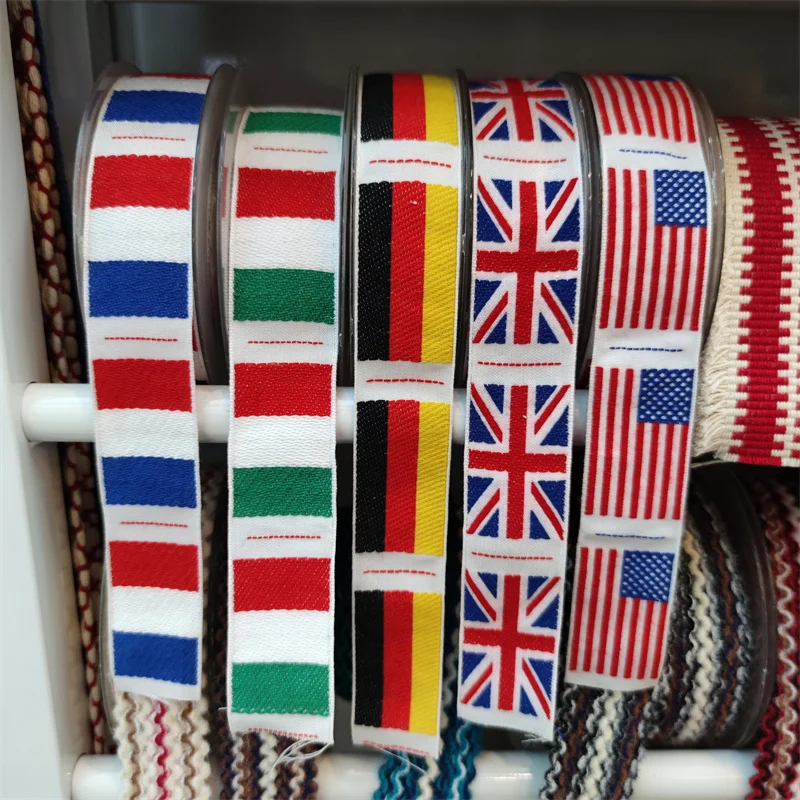 Flag ribbon Woven Color thread Decorative Webbing Jacquard Cotton Polyester Webbing Sewing Patches for clothing