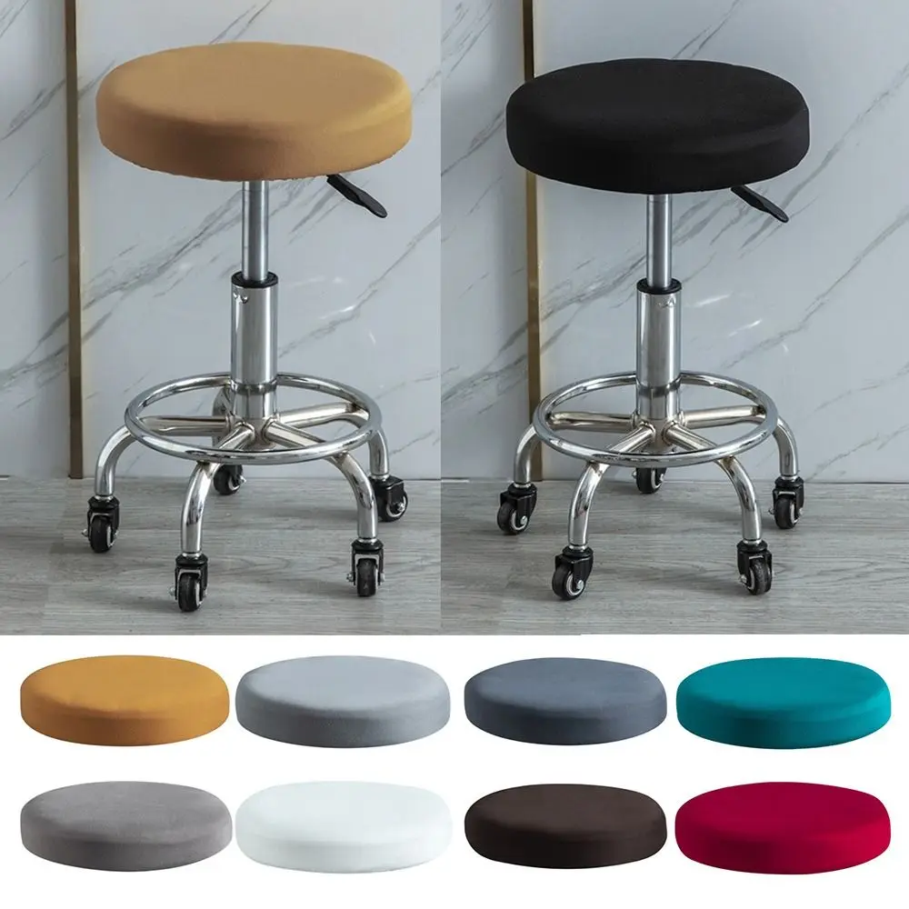 Chairs Accessories Elastic Round Chair Cover Solid Color Thickened Chair Cushion Cover Household Comfortable Bar Stool Sleeve