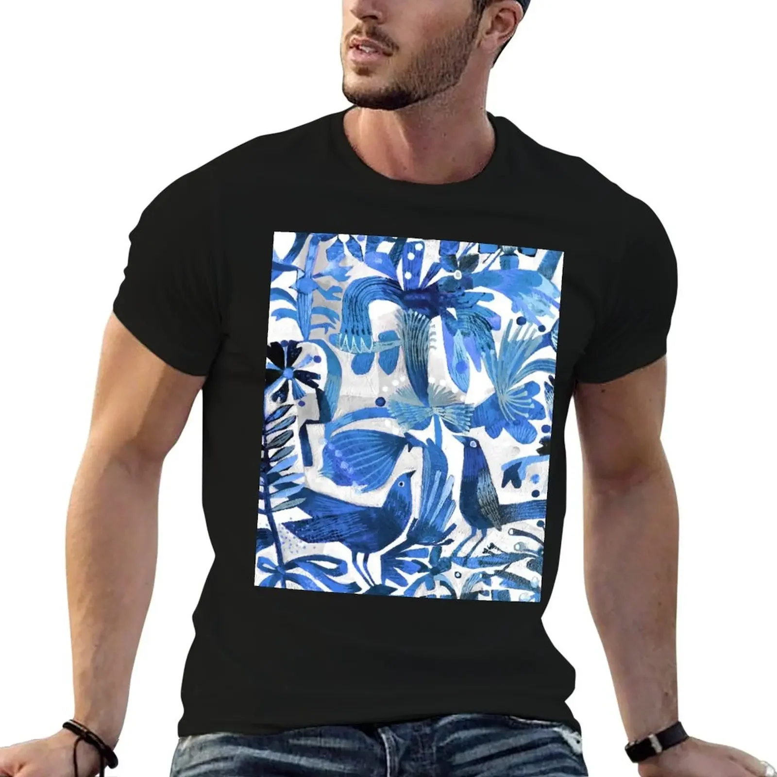 Delft blue T-Shirt vintage anime shirt summer clothes t shirt for men