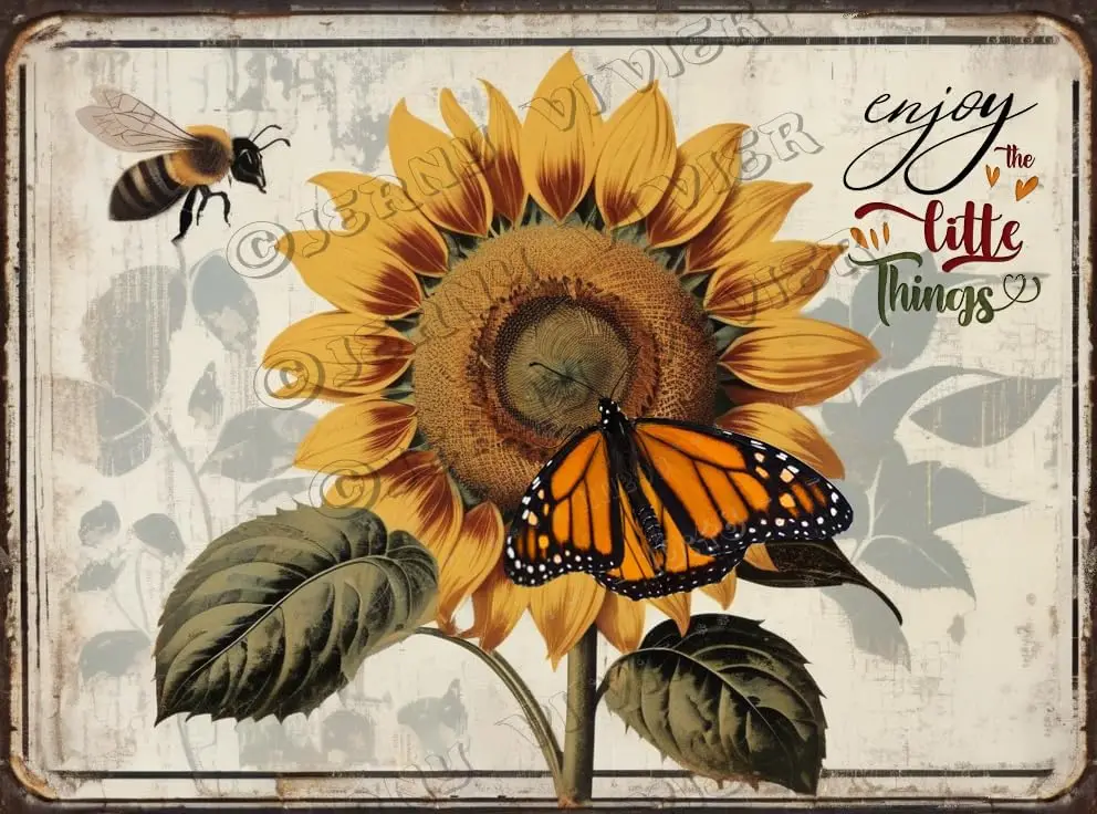 Sunflower Garden Sign, Decorations for Kitchen, Metal Decor, Rustic Farmhouse Flower Wall De