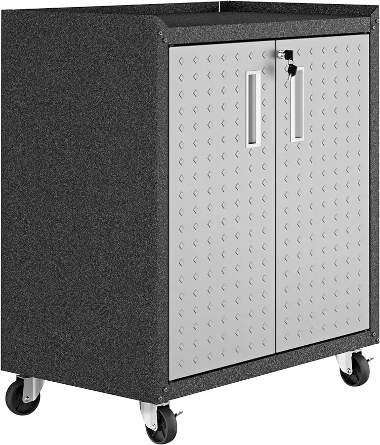 

Manhattan Comfort Fortress 2-Door Metal Mobile Garage Cabinet in Gray