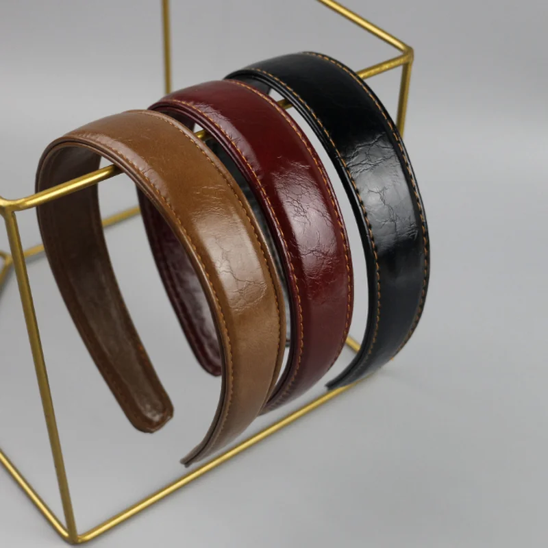 

French Retro Oil Wax Leather Headband Hair Bands High Skull Wide Edge Hair Hoop Hairband Versatile Headband Hair Clips Accessory