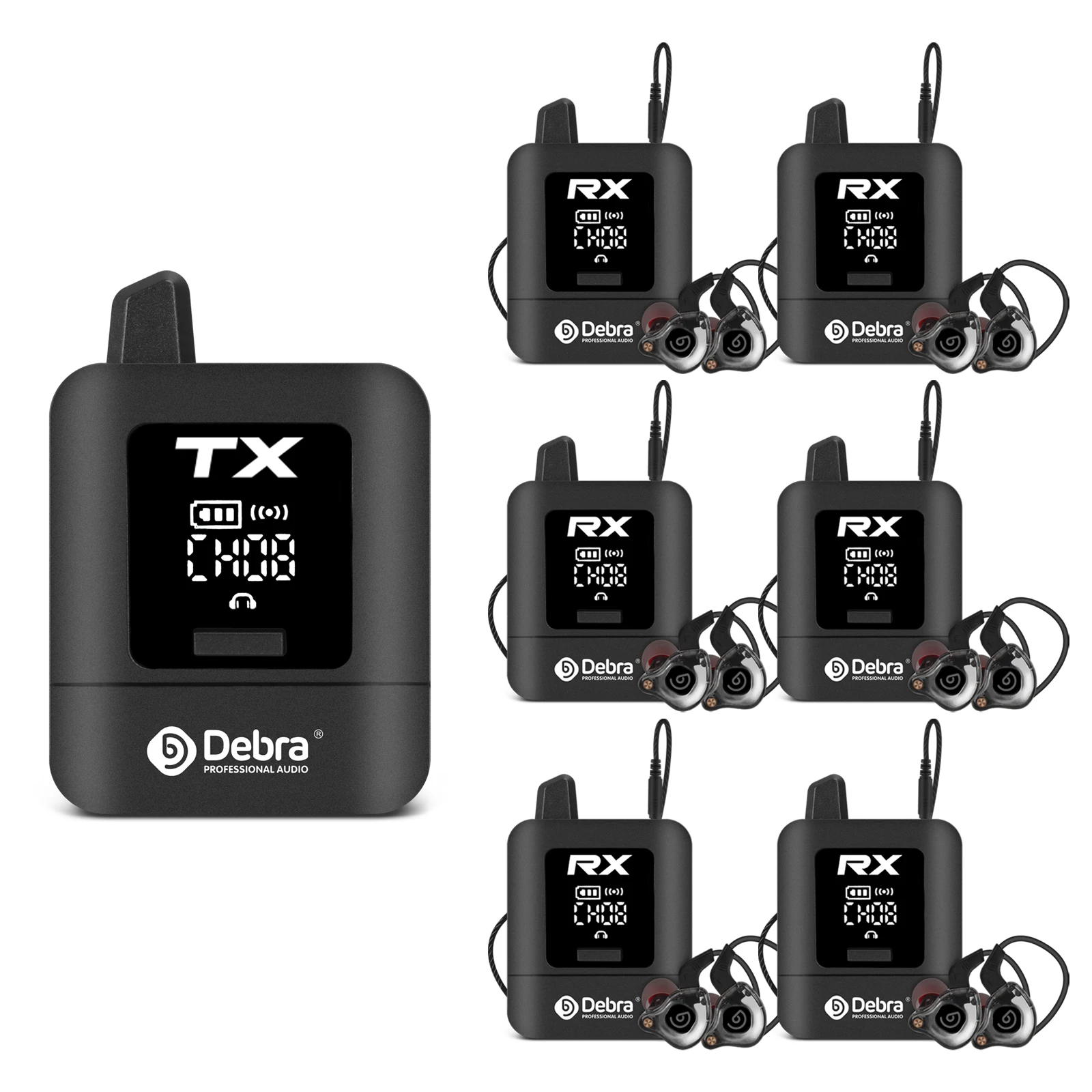 نظام IEM اللاسلكي Debra ST-mini UHF الاحترافي، شاشة داخل الأذن قابلة لإعادة الشحن للموسيقيين، DJs والبث، كريستال واضح لذلك