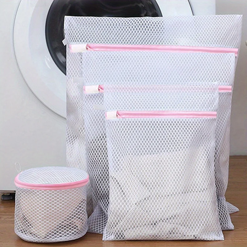 4pcs/ set Mesh Laundry Bag Storage Bag Mesh Bag Wash Bag Zipper Washing Machine Is Specially Suitable for Underwear Sweaters