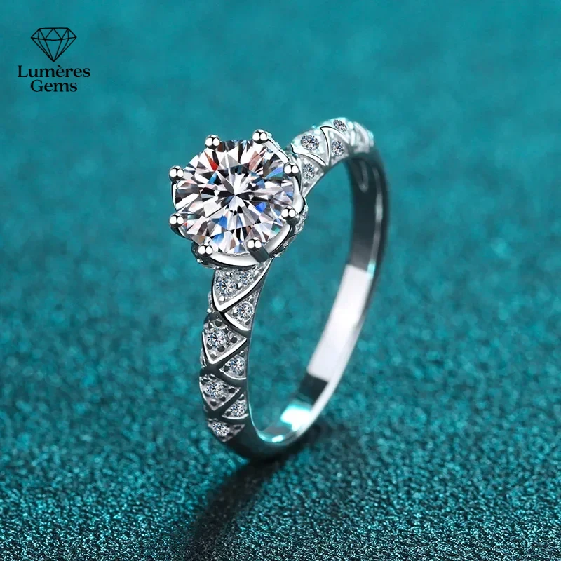 Wedding Rings 1 Carat Moissanite 18K White Gold Platinum PT950 Ring For Women Set Brilliant Luxury Jewelry