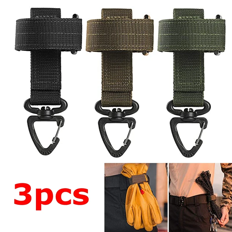 

3pcs Outdoor Keychain Tactical Gear Clip Keeper Pouch Belt Keychain EDC Molle Webbing Gloves Rope Holder Military Molle Hook