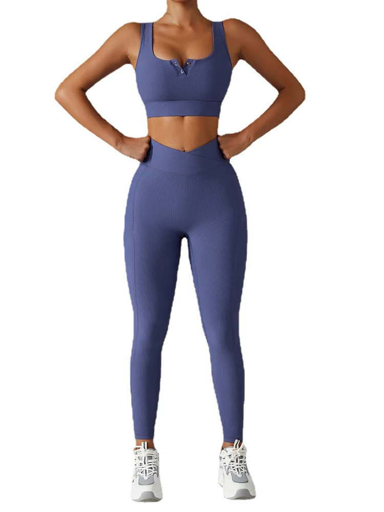 Seamless Yoga Set Gym Suits High Impact Crop Top Sexy Bra Women\'s Pants 2 Pieces Set Running Workout Outfit Fitness Clothing