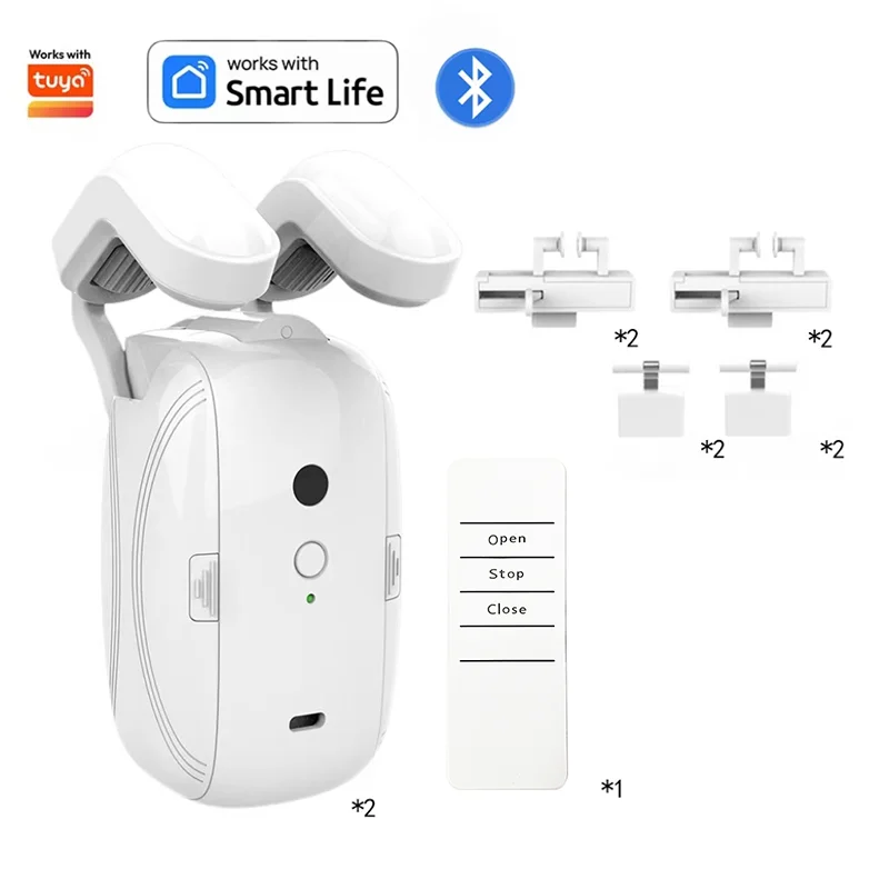 Slimme Automatische Gordijnopener, Afstandsbediening Met App/Timer/Stem, Met T/U/Rome Staaf, Wifi Bluetooth Automatische Lichtsensor - afbeelding 1