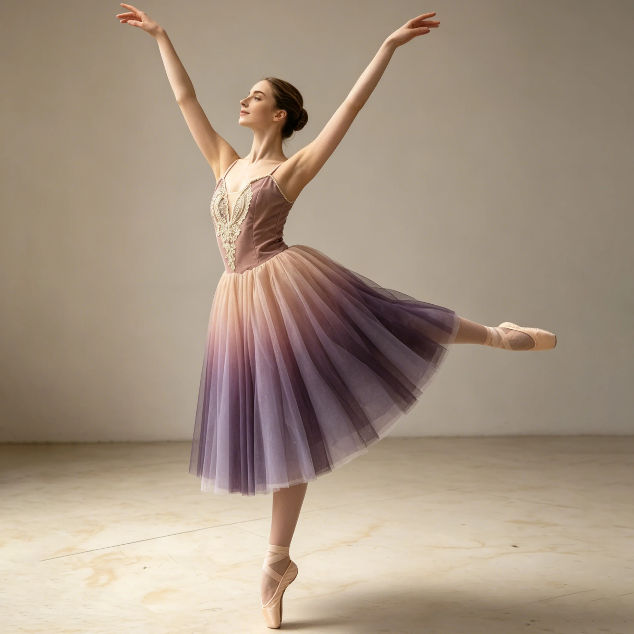 

Professional Romantic Tutu long Ballet Dress Embroidery Gradient Color Mesh Ballerina Party Dress Children Ballet Dance Costumes